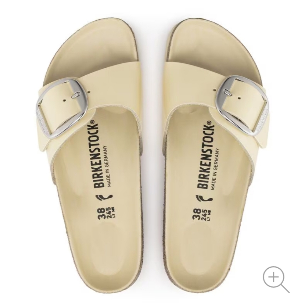 NWT Birkenstock Women's Sandals Madrid Big Buckle Natural Leather Patent S8 - Picture 5 of 15